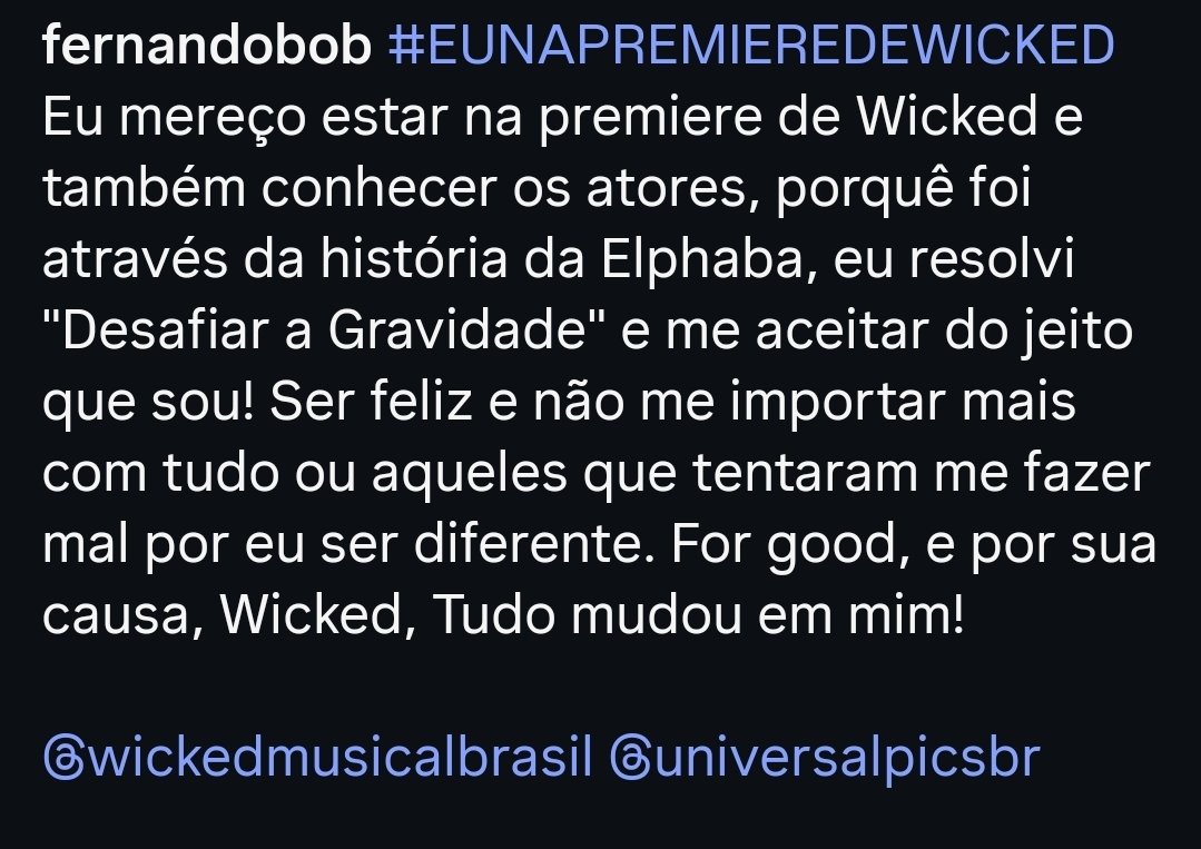 FernandoBoB's tweet photo. @Cynthiaerivobra
#CYNTHESIZERSNAPREMIERE

Minha história se conecta com a Elphie! Amo Wicked e minha frase segue nas imagens.   :) https://t.co/eUGy5lpz9U