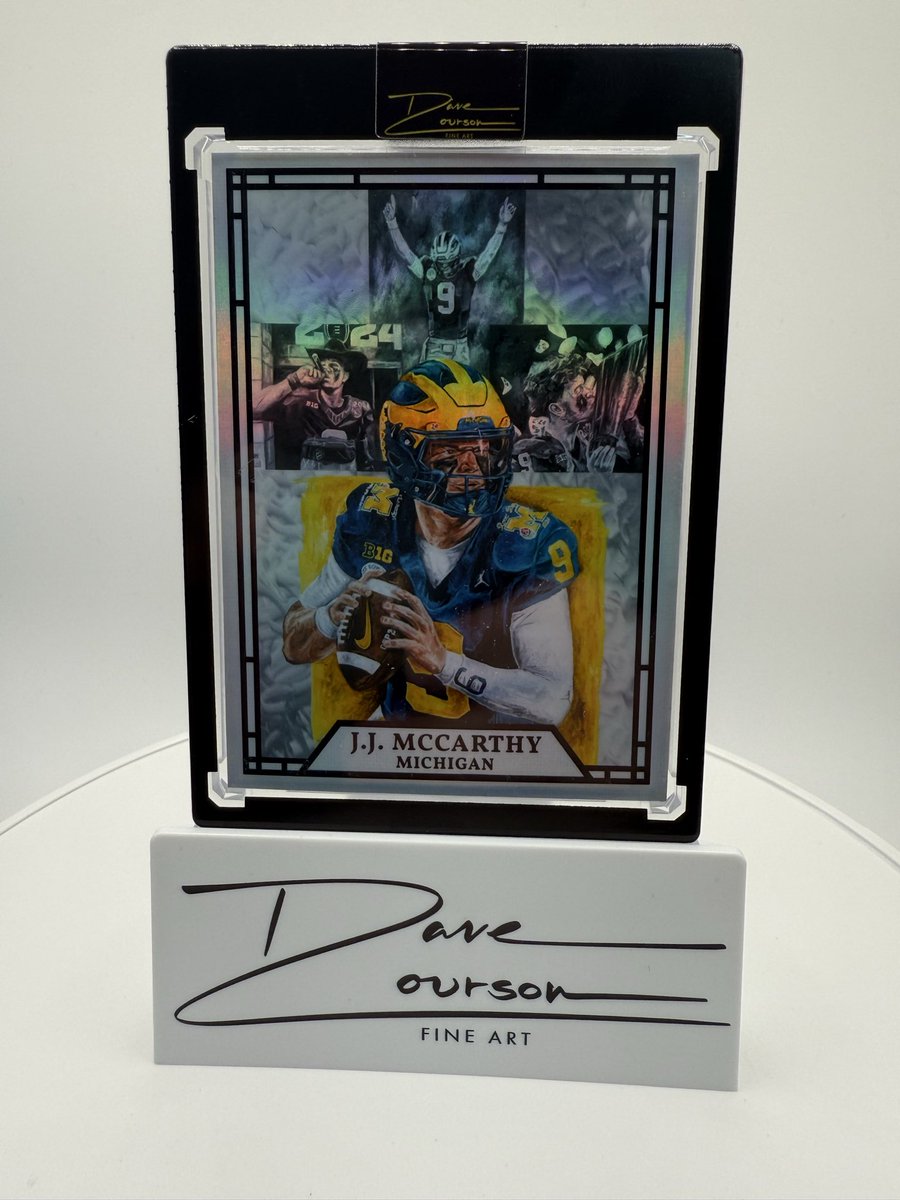 DavidCoursonArt's tweet photo. I love how these cards turned out. “Forever Victors” available in JJ McCarthy and Charles Woodson.

#GoBlue #michiganwolverines #Michigan #JJMccarthy #charleswoodson #sportscards https://t.co/a3LgTBXRAH
