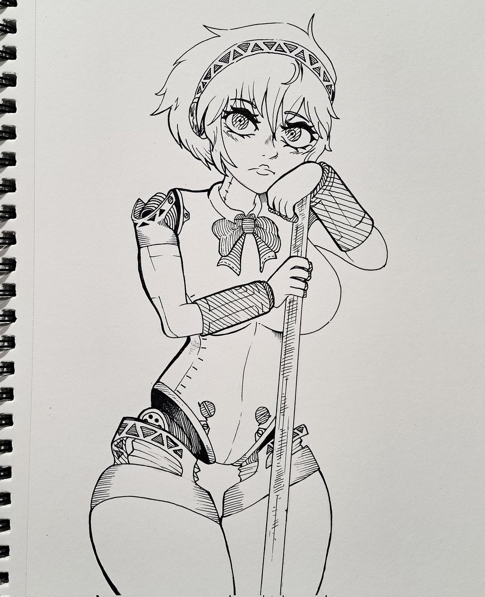 cabybruh's tweet photo. 「DAY 10: SWEEP」🌻✨️

#Inktober #Inktober2025 #Persona3 #aigis https://t.co/OA8cgW7nOi