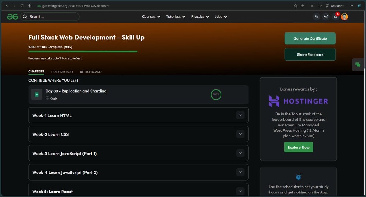 AyushWebDev14's tweet photo. 🎯 Day 88 of #100DaysStreak | #NationSkillup 
@geeksforgeeks !

📖 Learned: Replication and Sharding
📝 Scored: 9/10 in quiz

📚 Join the challenge here: https://t.co/IcY10x3Yni…

#SkillUpWithGFG #webdevelopment #100DaysOfCode https://t.co/2oYUNpVWYH