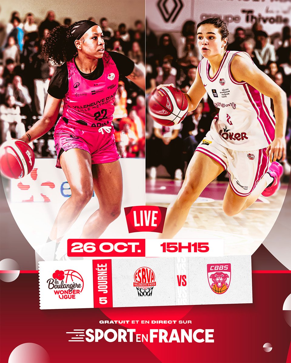 😊 Passez un bon dimanche avec les joueuses de #LaBoulangereWonderligue

🕰️ 15h15 : <a href="/ESBVALM/">ESBVA-LM</a> 🆚 <a href="/cbbs_basket/">CHARNAY Basket</a> 

📺 A suivre en direct sur <a href="/sport_en_france/">Sport en France</a>