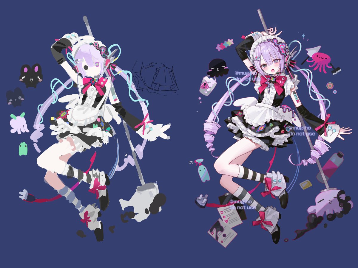 mugiho04's tweet image. 最近はラフより先に色ラフを描くようになってきた。色の塊で形を取っていく方が、全体のバランスとかリズム、シルエットを意識しやすくて、修正もしやすい。
仕上がりを急いじゃうタイプの自分にはすごく合ってる気がする。色ラフの段階である程度の雰囲気が出るから、その後も安心して描ける……。