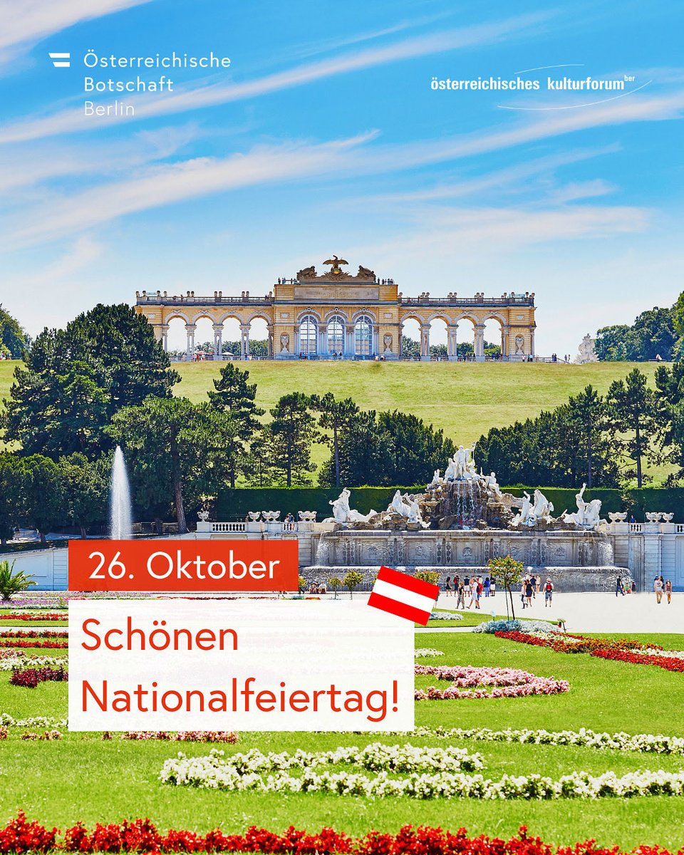 Das gesamte #TeamÖsterreichBerlin wünscht allen Österreicherinnen und Österreichern in Deutschland einen schönen Nationalfeiertag! 🇦🇹

#Nationalfeiertag2025 #NFT2025