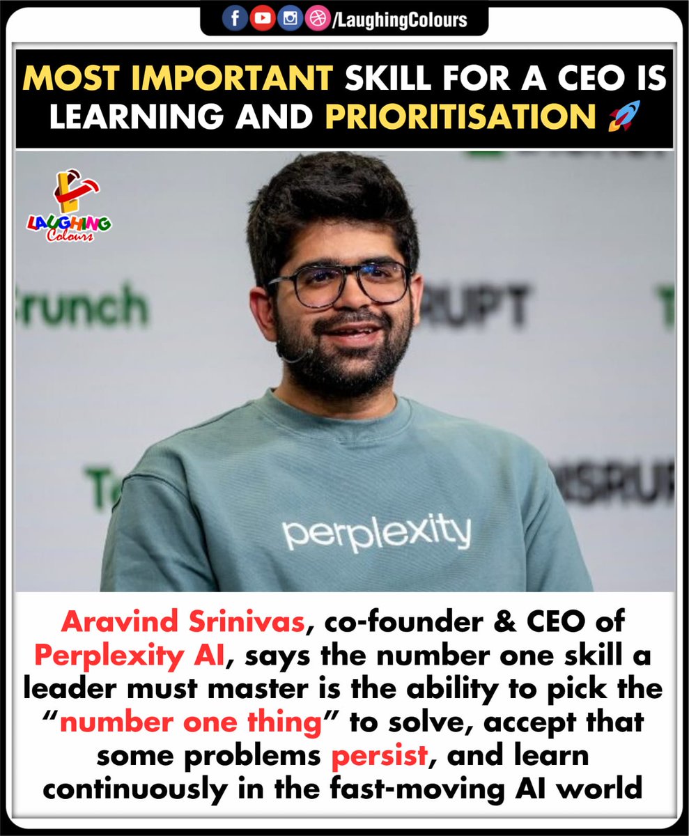 LaughingColours's tweet image. Focus is the real skill 🚀

#PerplexityAI #AravindSrinivas #Leadership #AIWorld #StartupLife #Inspiration