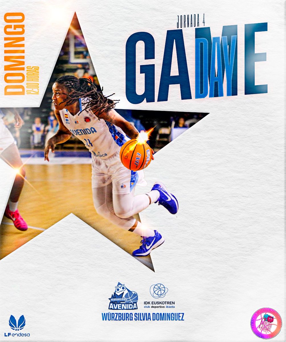Es 𝐀𝐕𝐄𝐍𝐈𝐃𝐀𝐘 💙

🏀J.4 #LFEndesa
<a href="/CBAvenida/">Perfumerías Avenida</a> 🆚 <a href="/ibaetabasket/">IDK EUSKOTREN</a> 
⏰ 12h
📍Würzburg Silvia Domínguez
📺 youtube.com/live/2r4xsM4WQ…

🎨 <a href="/MonsterMondays_/">MonsterMondaysCreativity</a>