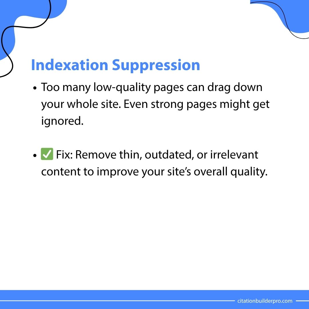 local_citation's tweet image. Crawled but not indexed? 😤

Google sees your page but won’t show it. Here’s why.
Fix crawl budget, JS issues &amp;amp; duplicate content to get indexed faster 🚀

👉 Learn more at citationbuilderpro.com

#SEO #GoogleIndexing #CrawledButNotIndexed #SEOTips