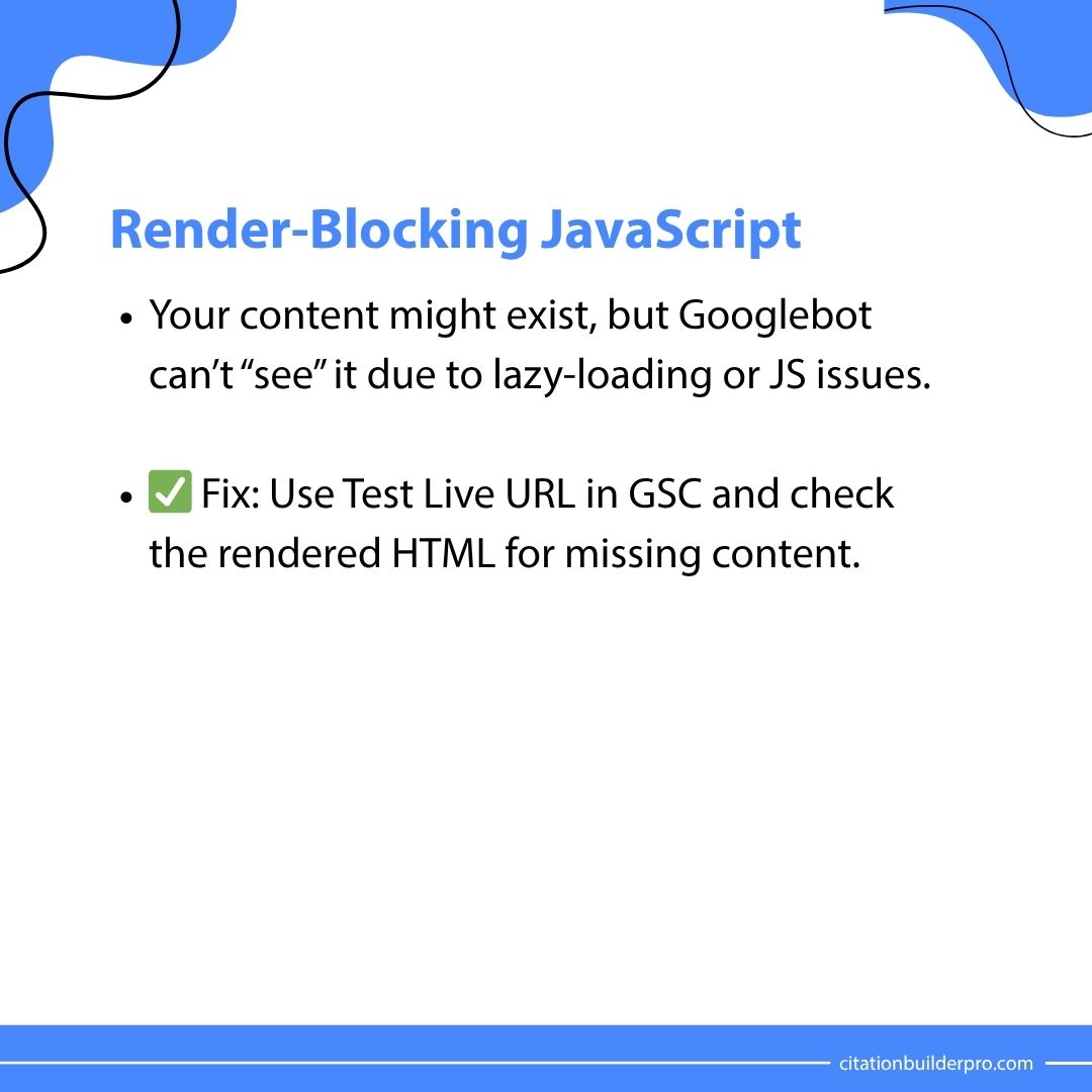 local_citation's tweet image. Crawled but not indexed? 😤

Google sees your page but won’t show it. Here’s why.
Fix crawl budget, JS issues &amp;amp; duplicate content to get indexed faster 🚀

👉 Learn more at citationbuilderpro.com

#SEO #GoogleIndexing #CrawledButNotIndexed #SEOTips