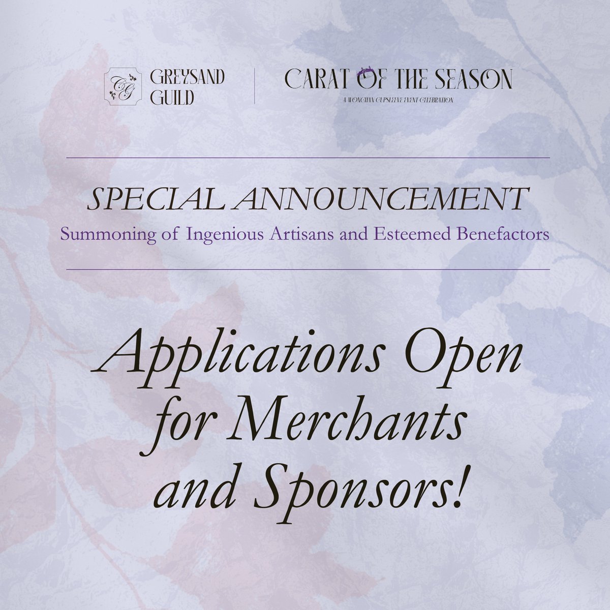 The ton hums with excitement — GreysandGuild now opens its doors to interested Merchants and Sponsors for Carat of the Season. 💎

Secure your place and fill out the form below — society awaits your debut. 💌🕯️

🔗: forms.gle/zr2C2ud5xbnSoL…

#GreysandGuild #CaratoftheSeasonCSE