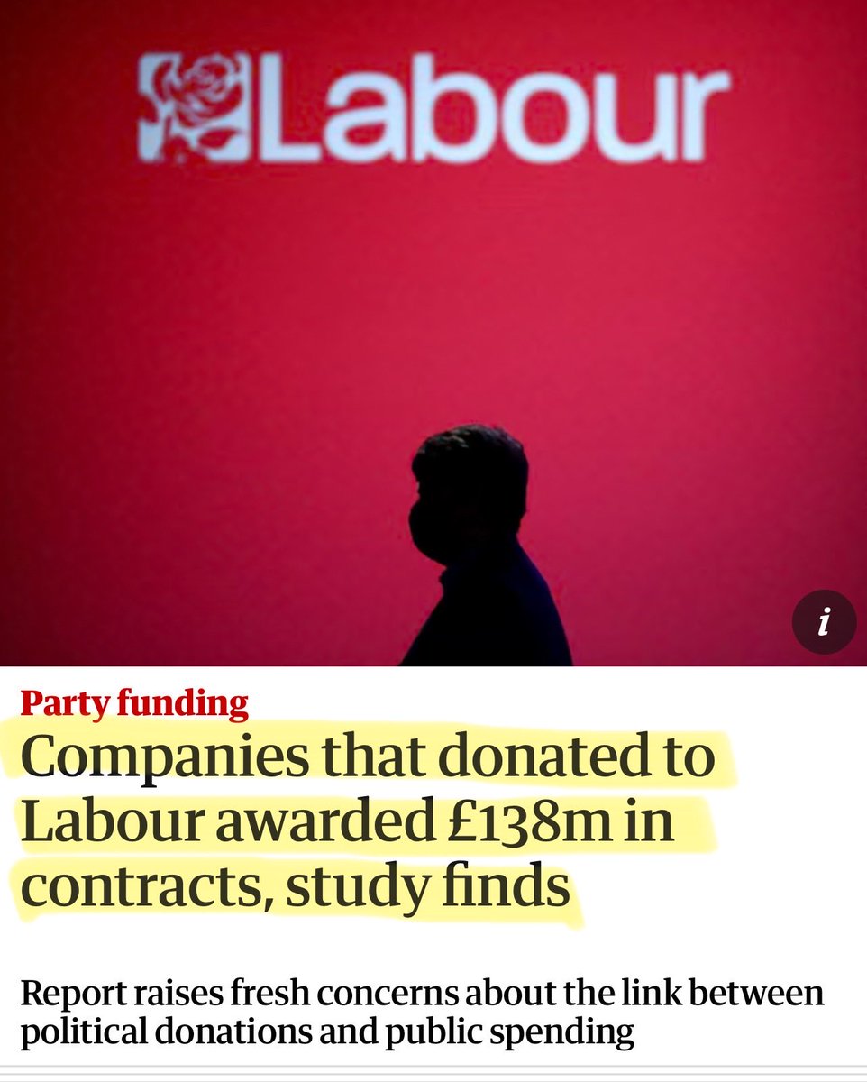 Ah, remember Starmer said there would be no cronyism?

The Guardian reports, Companies that recently donated to Labour were awarded contracts worth almost £138 MILLION during the party’s first year in power.

This is stakeholder capitalism in action 💣