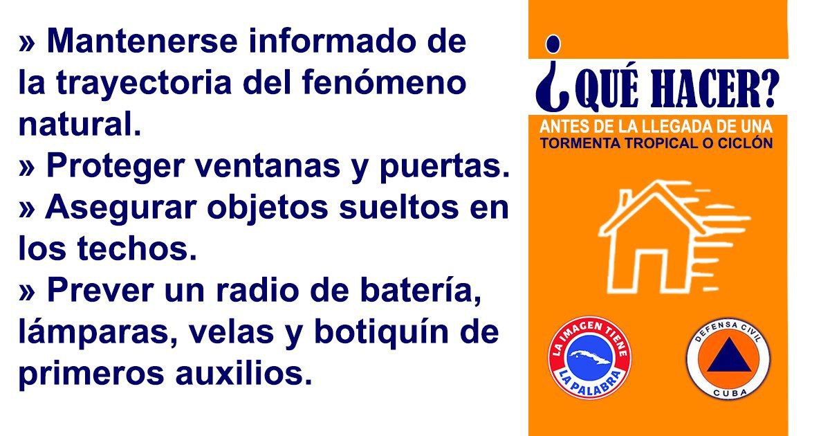 Antes de la tormenta: Refuerza techos y ventanas con tablas o plásticos, limpia desagües y tragantes para evitar inundaciones. Prepara un bolso de emergencia con documentos importantes (ID, pasaportes) #EducaciónGranma
#CubaMined #Cuba #ProvinciaGranma