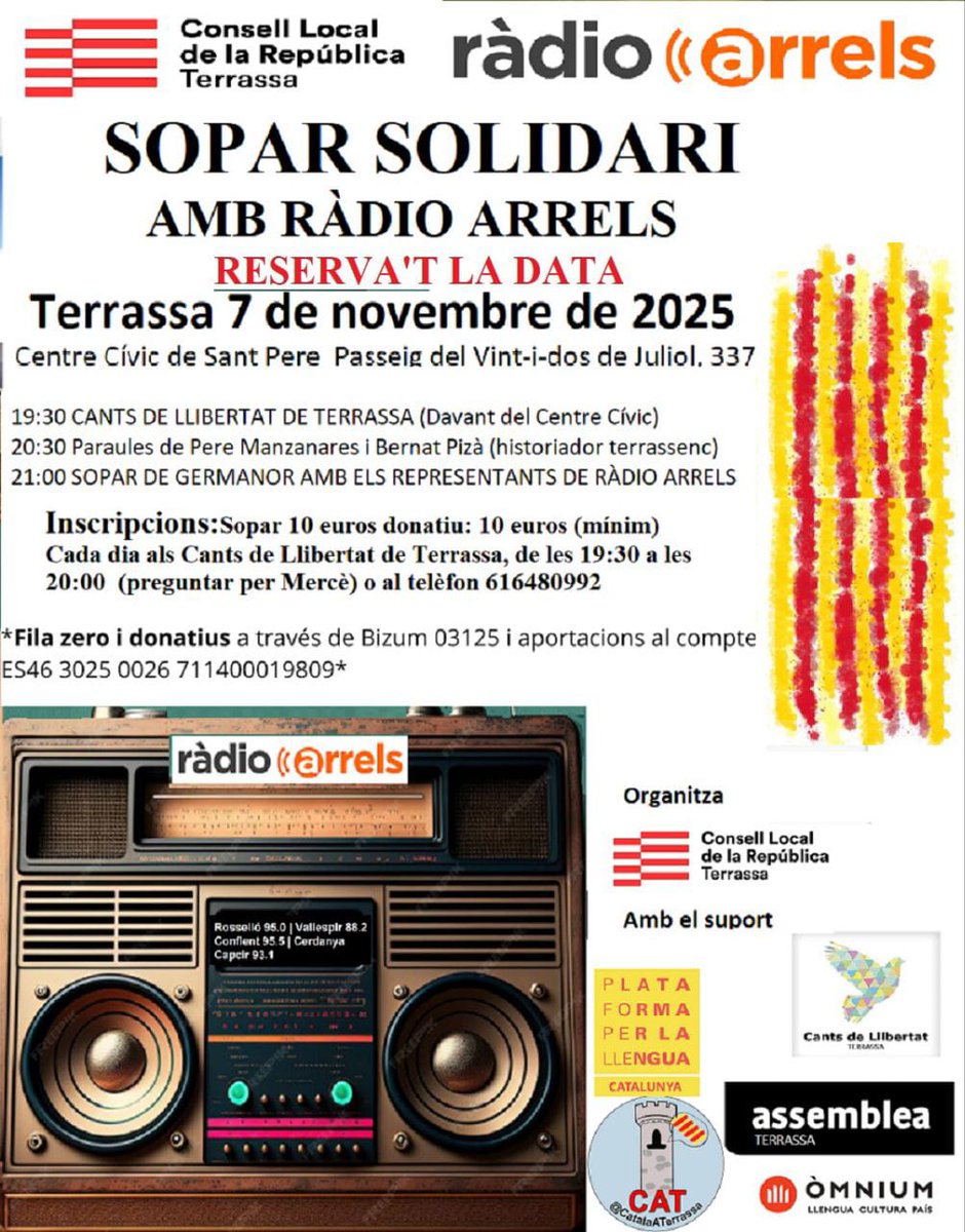 CatalaATerrassa's tweet photo. Defensar @RadioArrels és defensar el català. https://t.co/1EKnFdWQjA