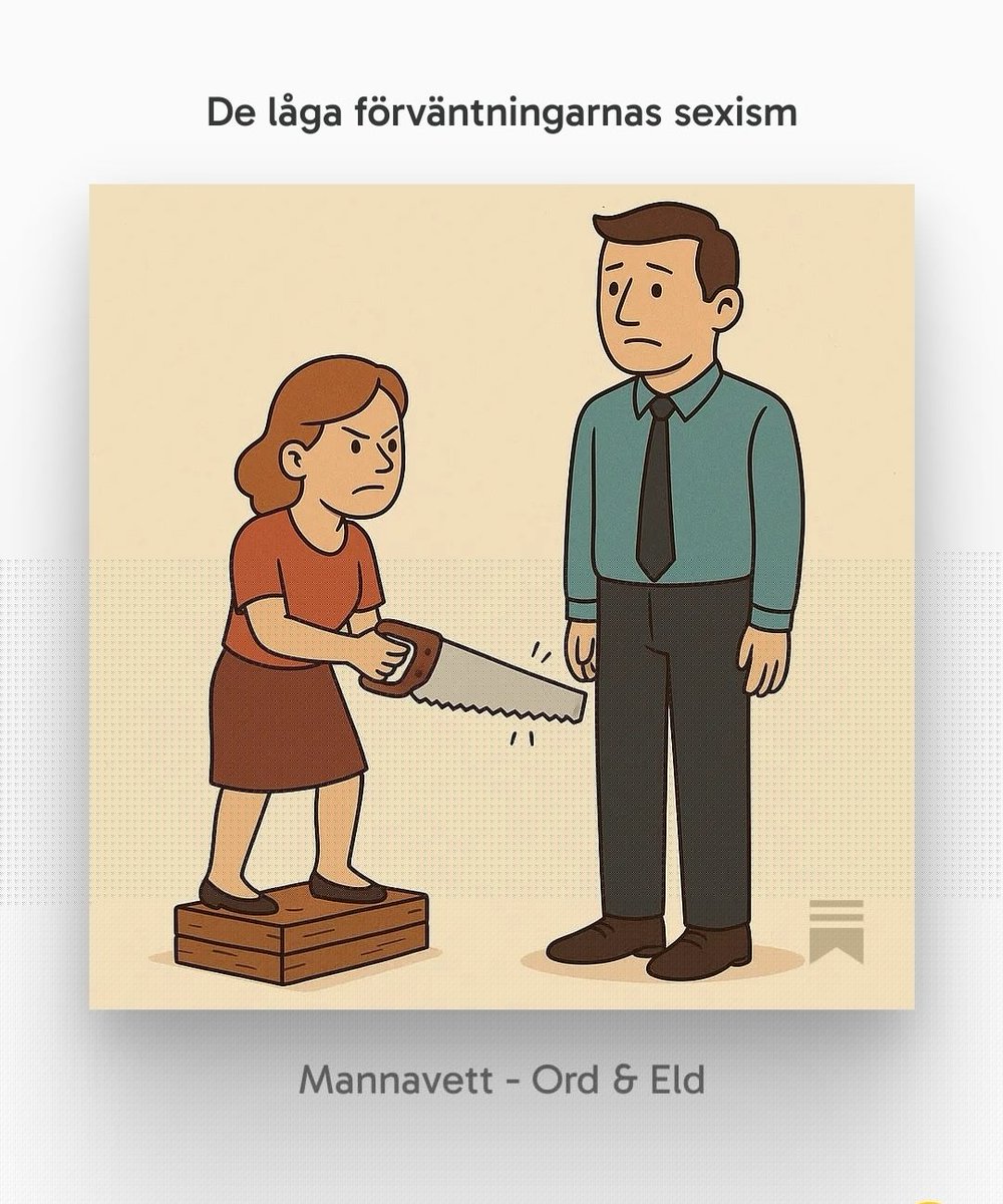 “När vi slutar förvänta oss något av män, slutar vi i praktiken att tro på dem.”

De låga förväntningarnas sexism gör kvinnor till barn och män till problem.

Läs essän i serien Maskulin Vision. 

Länk i kommentarerna 👇