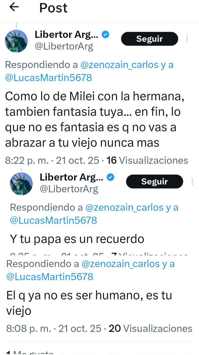 El mileiísmo burlándose de la muerte de mi padre... El que vote eso pasa a ser mi enemigo, y al que no le guste al costado tienen un link que dice 'Dejar de seguir'... 
#BuenDomingo