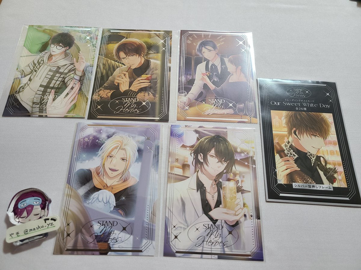 mashu_yz's tweet photo. 【交換・譲渡】
スタンドマイヒーローズ スタマイ

【譲】
・トレーディングクリアカード「New Card Collection」第三弾
　→朝霧 神楽
・トレーディングポストカード「Our Sweet White Day」
→朝霧 神楽 誠 桐嶋 瀬尾 https://t.co/q8IoT81b0P