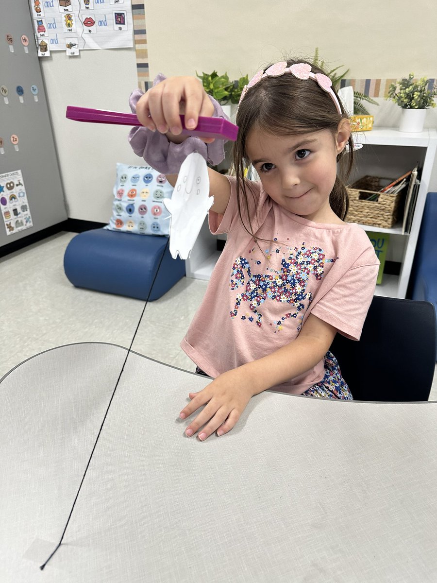 ngriffith106's tweet photo. After reading Gustavo the Shy Ghost we made our own “Gustavo” ghosts and worked hard to find just the right balance of attraction between our magnets and ghosts in order for them to “fly.” My friends LOVED it! 👻💚 https://t.co/VT3z6dFMrY