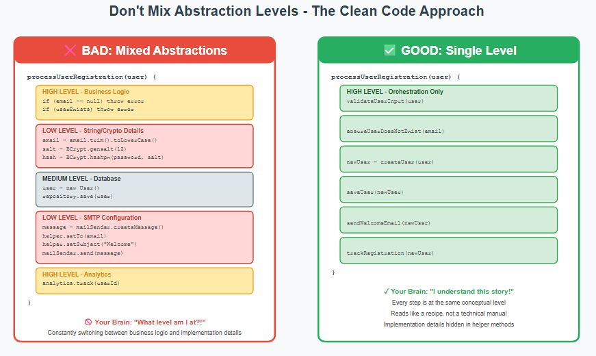 javinpaul's tweet image. Don’t Mix Different Levels of Abstraction — The Clean Code Approach buff.ly/CI1ikUy