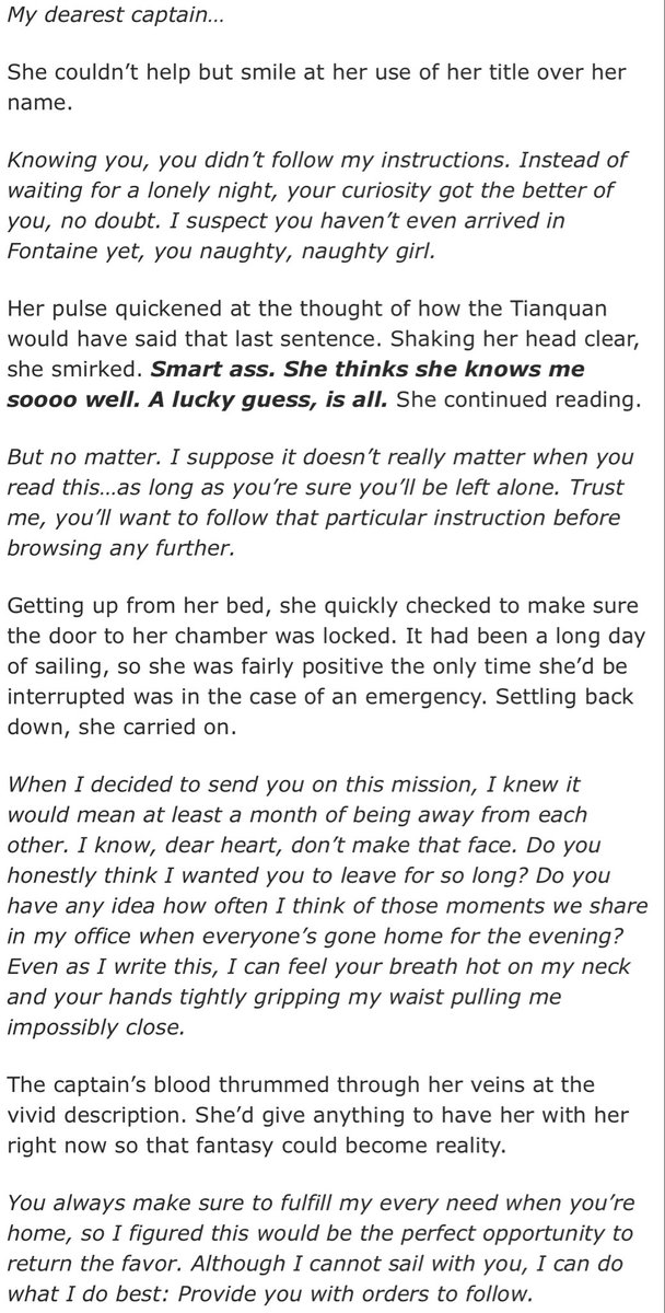 On Day 4 #Beidou goes solo…with #Ningguang’s help via letter ✉️ 😘 

archiveofourown.org/works/72880751

#bgnsfw25 <a href="/bgweeknsfw/">🔞 Beiguang Week</a> #beiguang