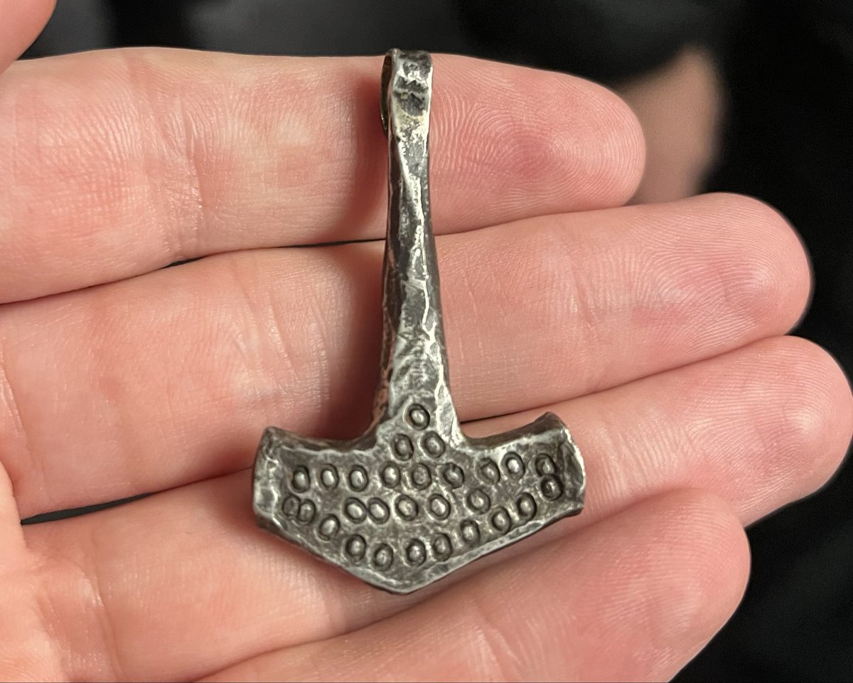 A friend of mine acquired this beautiful Mjolnir amulet, I helped find and authenticate it. It comes from a German collection, possibly from the Hedeby area. Glad this holy relic has found its way back into the hands of the faithful, where it will be properly taken care of. ᛉ