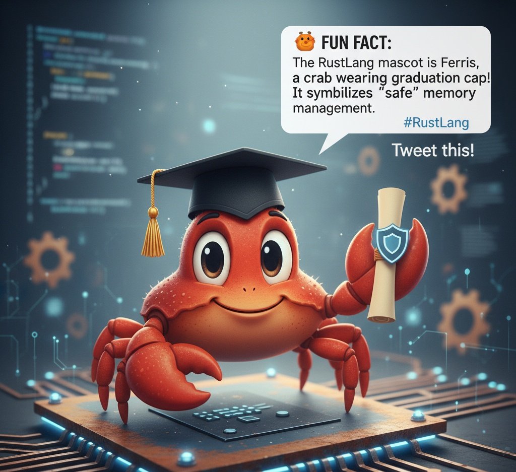 asun_nets's tweet image. Did you know the Rust programming language's mascot is a cute little crab named Ferris? 🦀 Ferris is often depicted with a graduation cap, symbolizing the language's "safe" memory management! #RustLang #FerrisTheCrab
#programmingtricks