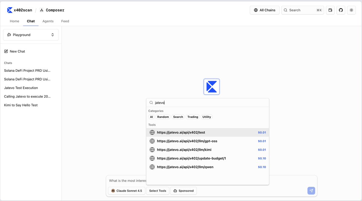 JatevoId's tweet image. Apparently, our x402 API endpoint is already being tracked on x402scan.com.
The jatevo.ai/x402 endpoint is actually LLM-based, not an AI agent yet. We want to ensure that we have the underlying inference infrastructure for our ecosystem, where we host our own…