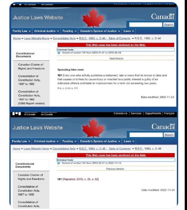 Remember when the Trudeau Liberals changed the criminal code and made it LEGAL for news outlets to lie?

June 2019 - 6 months before Covid

By 2020, media were spreading lies across the country about the pandemic and then vaccine effectiveness and safety.

LOST FREEDOM FILES #