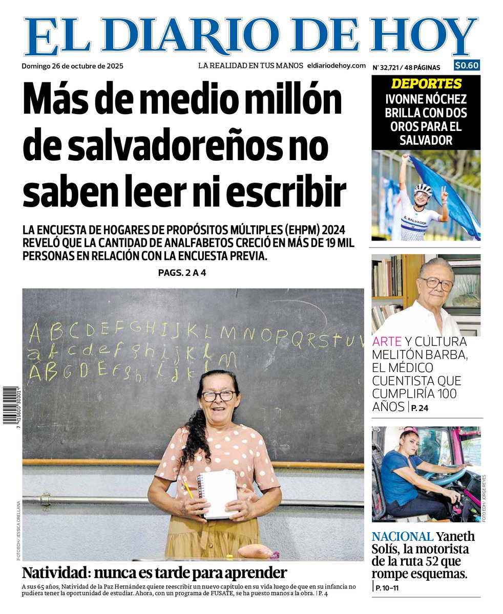 Te compartimos la portada de El Diario de Hoy de domingo 26 de octubre.

Más noticias en ➡️ eldiariodehoy.com