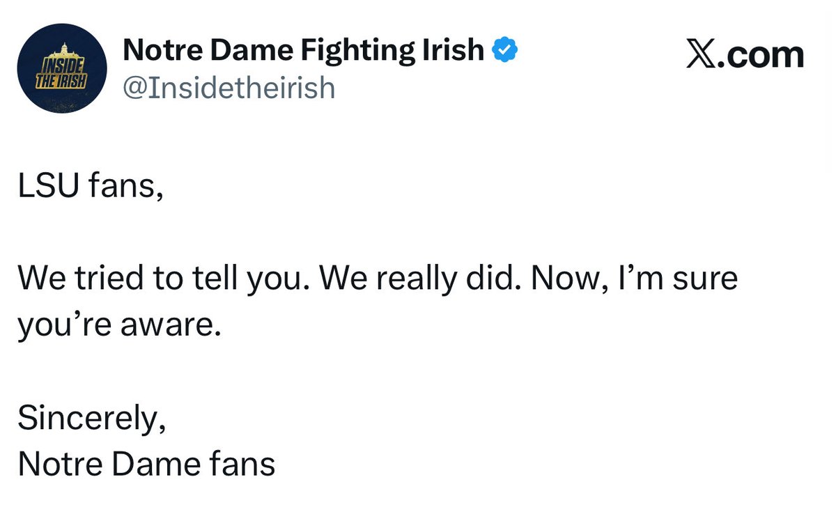 LauraCannizzRod's tweet photo. @LAGovJeffLandry @LSUsports Go Irish. ☘️ https://t.co/mycicCc9oG