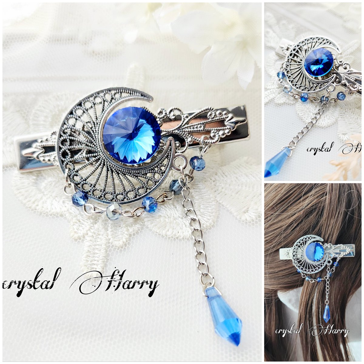 acca クリスタルガラス付きヘアークリップ （S）ボルドー 公式