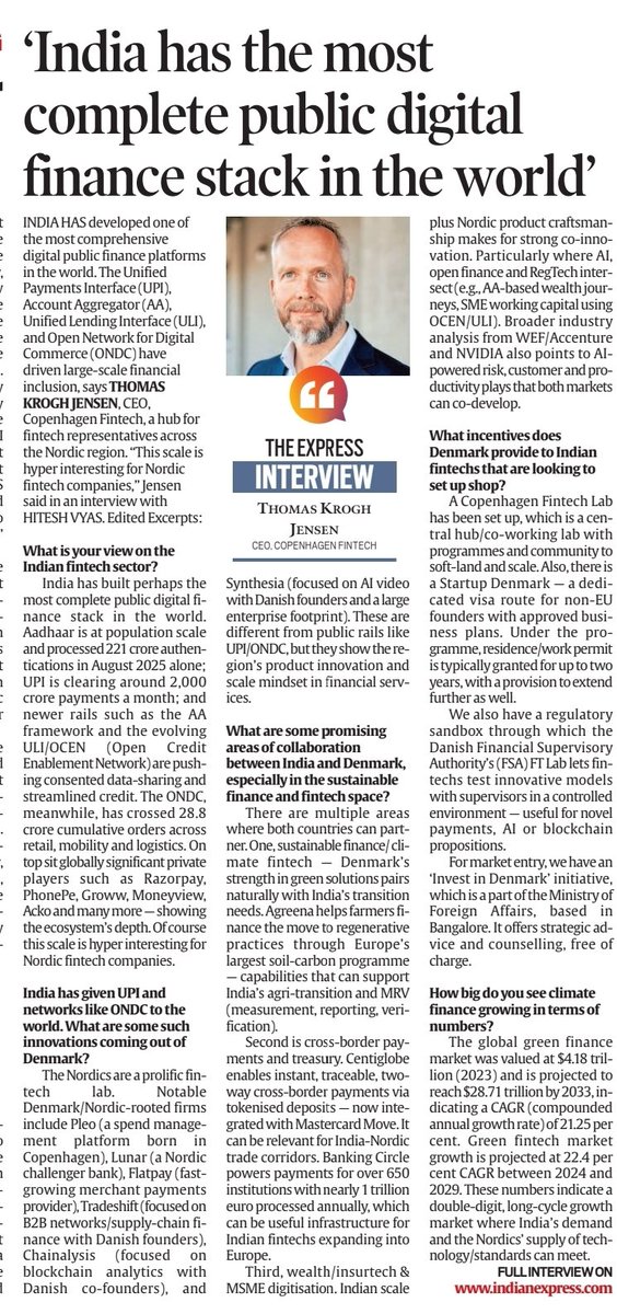 Rajmalhotrachd's tweet image. ⚡🇮🇳 India’s Digital Public Finance Stack — How a Billion People Pay, Prove, and Prosper in Real-Time

👋 @ThomasKroghJ | @IndiaStack | @GoI_MeitY | @G20org | @PMOIndia | @NPCI_NPCI | @RBI | @UNDP | @WorldBank | @OECD
#IndiaStack #DigitalIndia #UPSC #FintechRevolution 🌍💡

1️⃣ |…