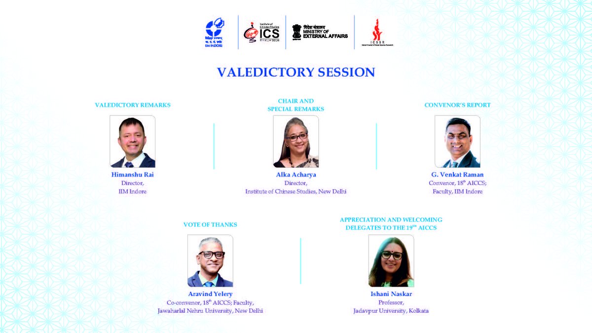 #18thAICCS | After three power-packed days of insightful discussions, thought-provoking panels, and vibrant exchanges of ideas, the 18th All India Conference of China Studies is set to conclude on an inspiring note. (1/2)

<a href="/askhimanshurai/">Himanshu Rai</a> <a href="/PROFGVR/">GVR</a> <a href="/ics_delhi/">Institute of Chinese Studies(中国研究所)</a> <a href="/icssr/">Indian Council of Social Science Research (ICSSR)</a> <a href="/MEAIndia/">Randhir Jaiswal</a>