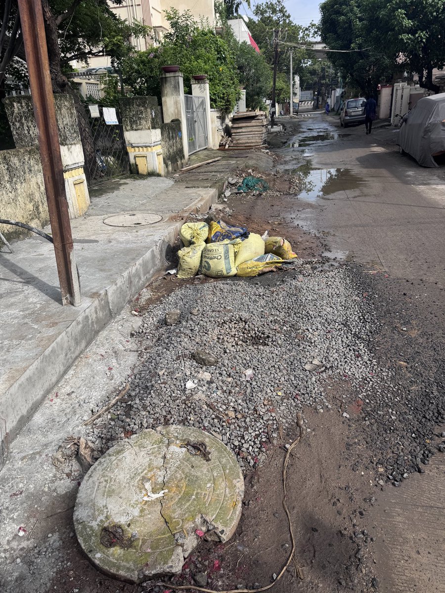 arun_freeman's tweet photo. @chennaicorp pls help to clean the debris in Lawyer Jagannathan street, Alandur. These are left asis post laying of strom water drain and causing inconvenience in vehicles movement https://t.co/1fnTLNVh6F