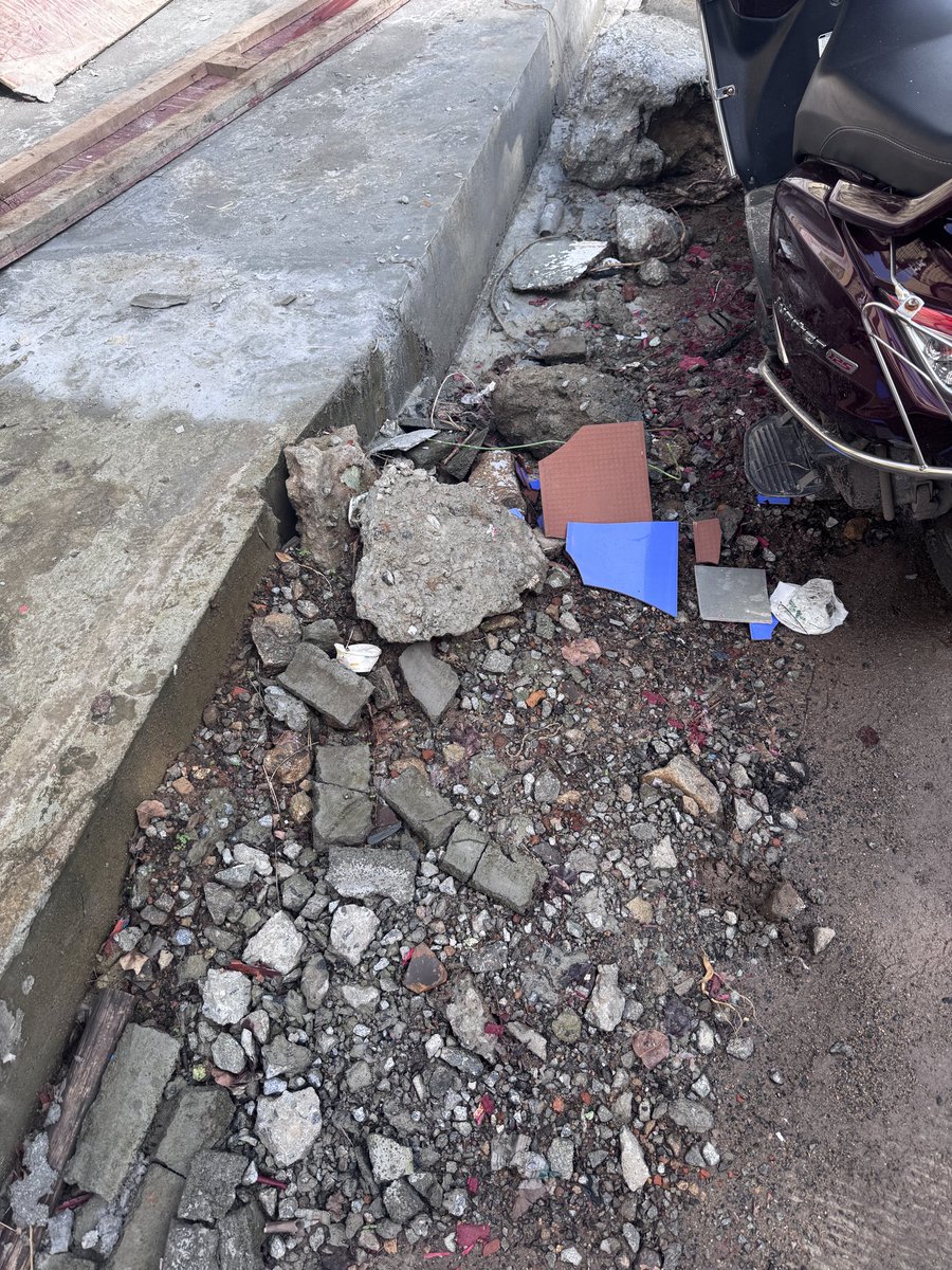 arun_freeman's tweet photo. @chennaicorp pls help to clean the debris in Lawyer Jagannathan street, Alandur. These are left asis post laying of strom water drain and causing inconvenience in vehicles movement https://t.co/1fnTLNVh6F