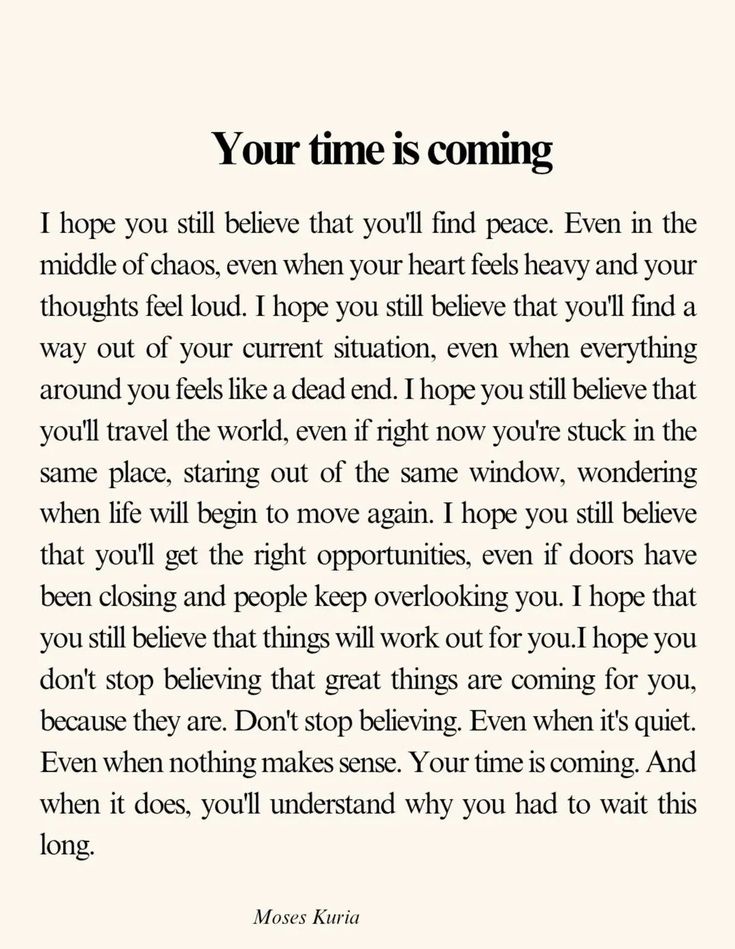 YOUR TIME IS COMING.