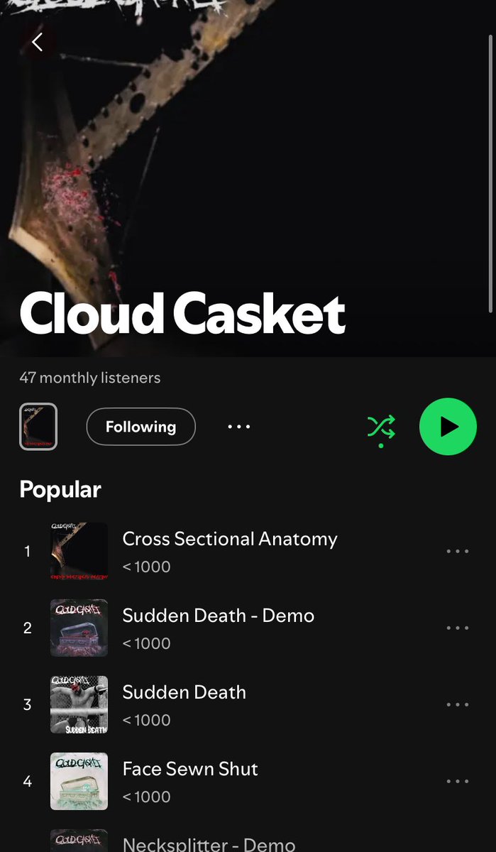 Honestly hate the numbers game but also 47 monthly listeners months after our EP and two weeks after the new single is insane, we do wonder if we could break 1000 streams on the new song but we’re grateful for all of you guys listening at all. Thank you again, new music soon!