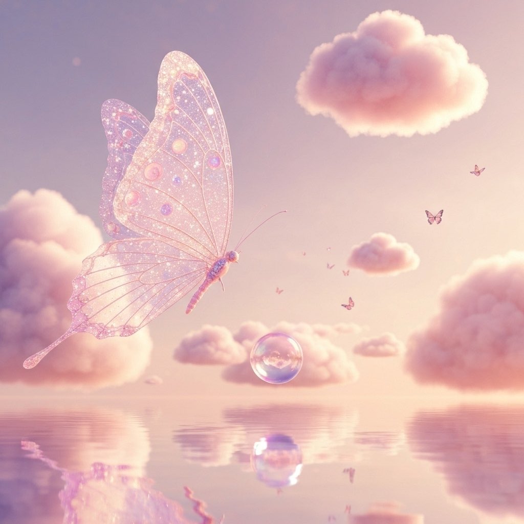 jubie_nat's tweet photo. Somewhere between clouds and calm water… a butterfly learns how to dream 💕🌸✨ #PastelDreams #JubieCreative https://t.co/9DY5JNMwmx