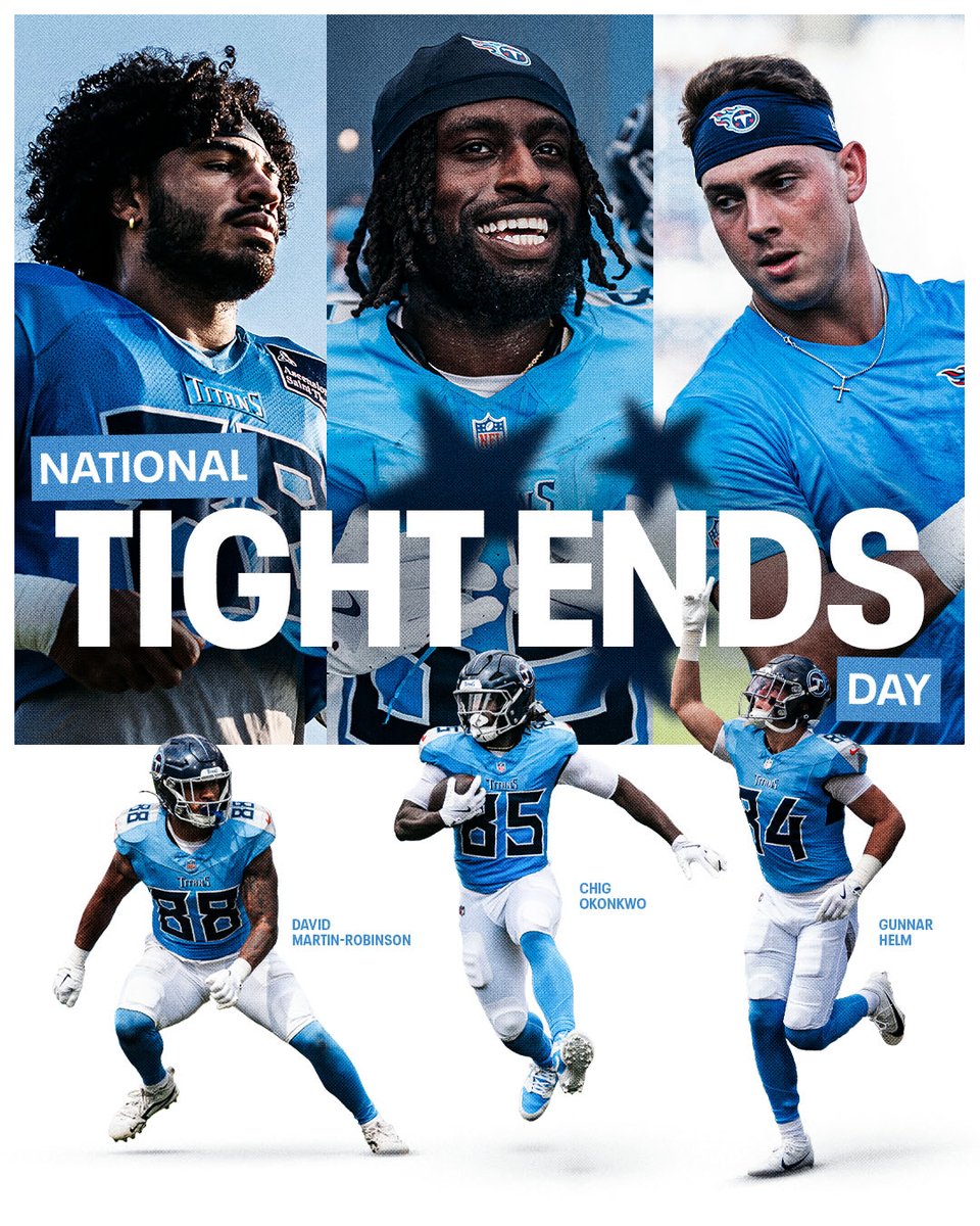 Celebrating our guys on #NationalTightEndsDay 🤩

⭐️ <a href="/DMR717_/">DMR 🗡️</a>
⭐️ <a href="/ChigTweets/">Chigoziem Okonkwo</a>
⭐️ <a href="/gunnar_helm/">Gunnar Helm</a>