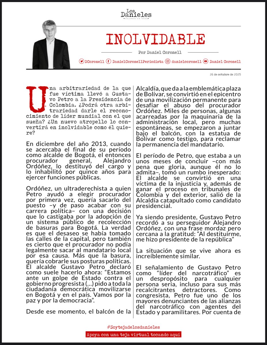 cesarusa5's tweet image. #Inolvidable por @DCoronell Lo que le están cobrando a Petro es su intervención en la política de Estados Unidos. Todo lo demás era manejable dentro de las características ominosas de la administración Trump. #LosDanieles @losdanieles