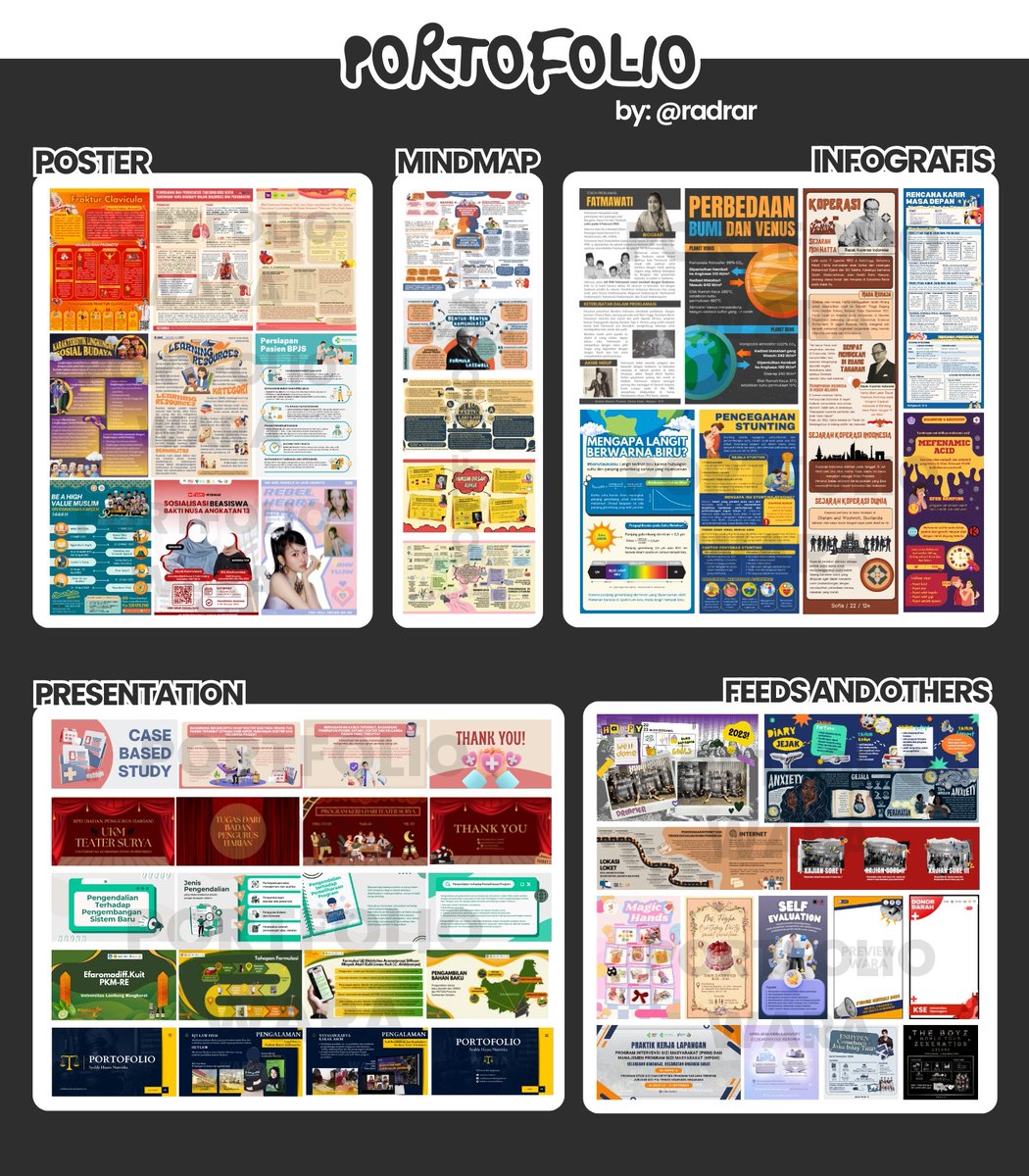 radrar's tweet photo. butuh design editing? joki tugas? joktug? joki dan lainnya? mindmap, ppt, infografis, portofolio, poster, banner, dll. kami bisa membantu! langsung dm/wa https://t.co/EiesmlhZue ! ✨ #zonauang https://t.co/YqBQRi0Ezm