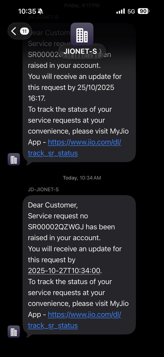 piyali_30's tweet photo. ⁦@JioCare⁩ ⁦@reliancejio⁩ the latest update after 2 days is still uncertain that your service engineer will fix my internet.
#jiosucks #customerservice #customerexperience https://t.co/7oiWxFwjmj