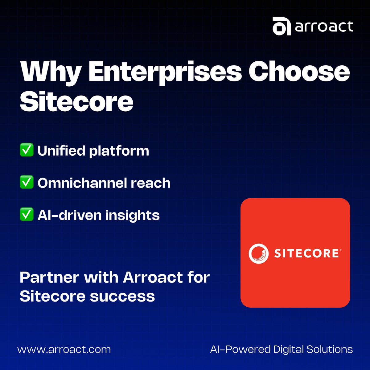 Arroact_Tech's tweet image. Scalable. Intelligent. Omnichannel-ready.

That’s why enterprises trust Sitecore and why they rely on Arroact to ensure it’s implemented, customized, and optimized for growth.

Explore more from here arroact.com/sitecore-devel…

#Sitecore #SitecoreCMS #Arroact