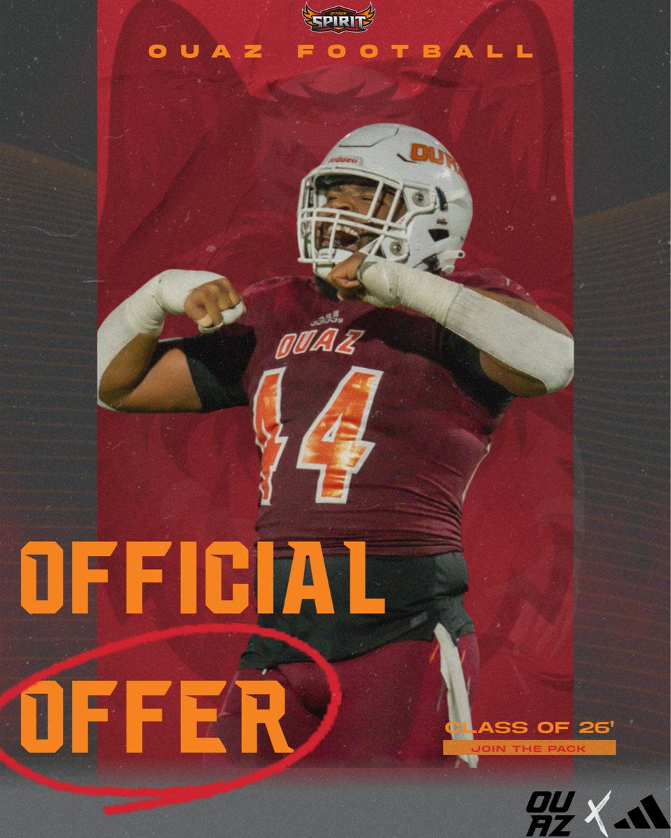 All Glory To The Most High!!
“Alma 26:16”  

Truly Blessed to say I have received my first offer from <a href="/OUAZFootball/">OUAZ Football</a> 

<a href="/WJJag_athletics/">WJHS Athletics</a>         
<a href="/CoachMurphyQB/">Reilly Murphy</a> 
<a href="/CoachJDominguez/">Jerry Dominguez</a> 
<a href="/Jacksonator21/">Jackson Epes</a> <a href="/MooseB90/">Moose Bingham</a> <a href="/BrandonHuffman/">Brandon Huffman</a> <a href="/VictorUnga/">Vic Unga-Team Never Fold</a>