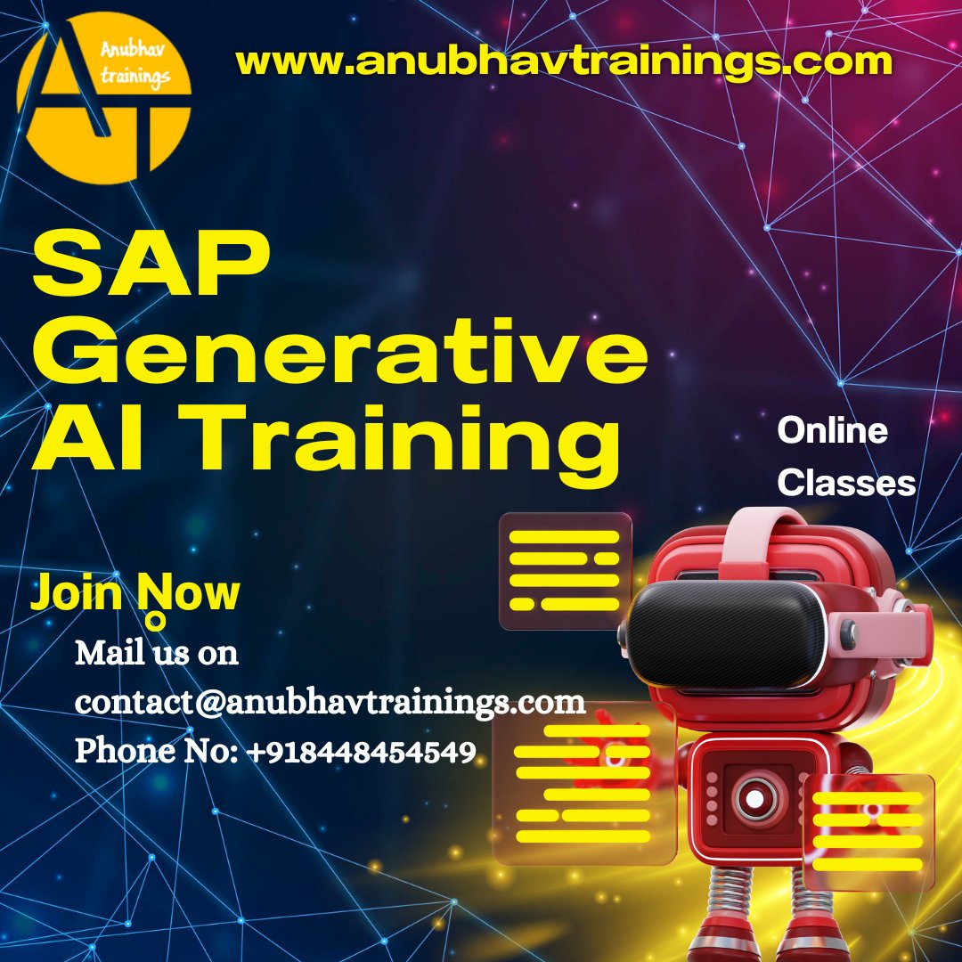 Awasthi1Vedika's tweet image. 🚀 Master the Future with SAP Gen AI Training on BTP!
#sapbtpgenai, #sapai, #sapgenerativeai, #aitrainingsap, #sapaitutorial, #btpai, #aicore, #ailaunchpad
Mail us at contact@anubhavtrainings.com
Website: anubhavtrainings.com
Phone No: +918448454549