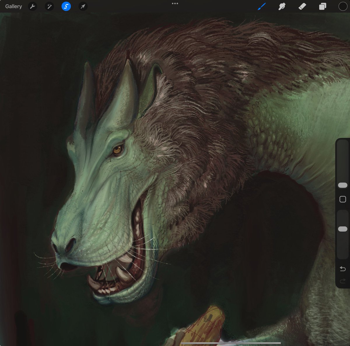 inspectoir_art's tweet image. Progress on my book is up and runnin again, working on a painting of the largest dragon featured, a black oak dolly.