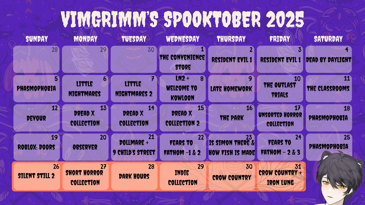 Last week of Spooktober and this one has a bunch of great games! Hope to see you guys there!!!