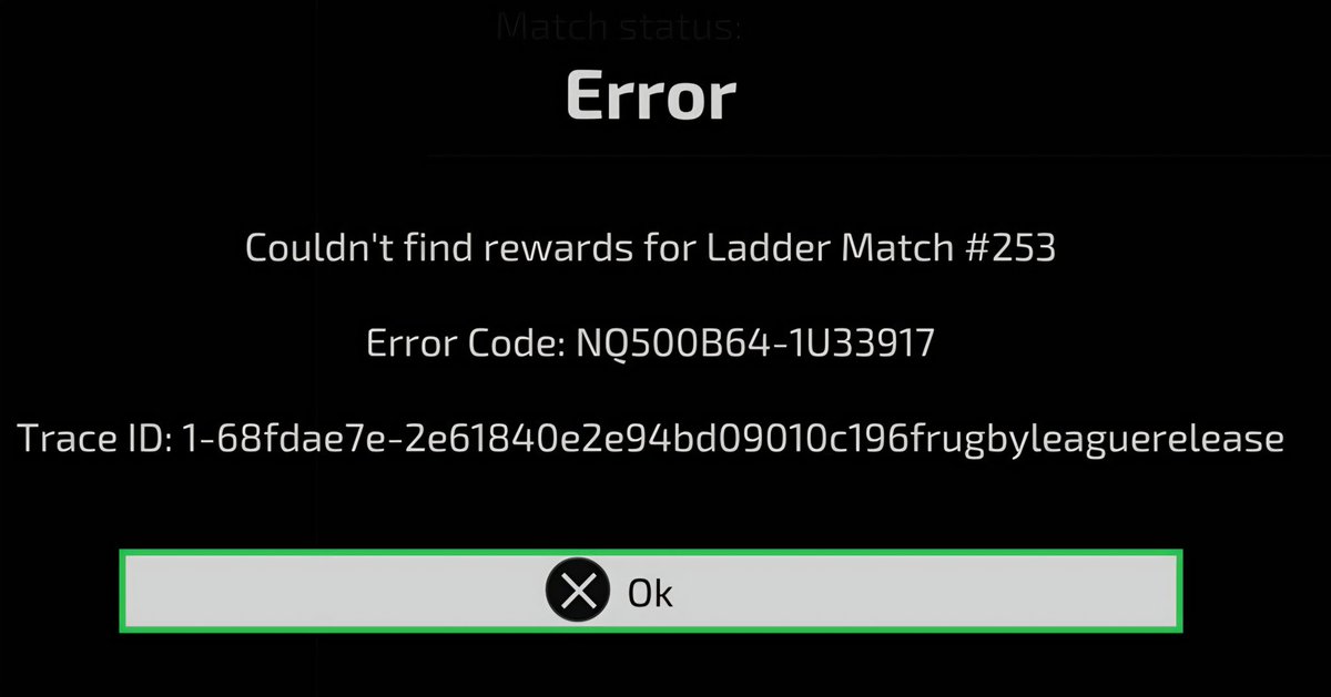 Dimitri4Real's tweet photo. @Rebug2K @BigAntStudios Mine is error #253 after I beat Souths in Round 27. Only had 3 matches left and now I can't play anymore. After the error, the ladder is just empty 😭 https://t.co/lFj237u30i