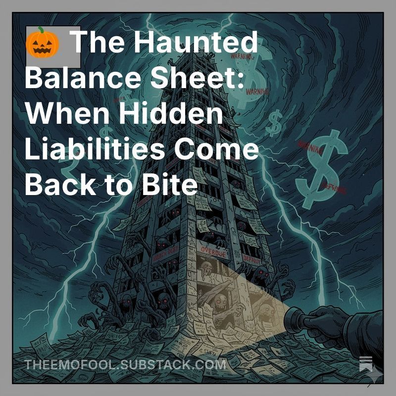 TheEmoFool's tweet photo. 🎃 This Halloween, beware the Haunted Balance Sheet!

Ghosts of hidden debt, inflated assets, and fake profits haunt investors every year.

Here’s how to exorcise them 👇
https://t.co/YpgvUflt5v 

#Finance #Investing #CFA #Halloween #FinanceEdge #TheEmoFool #Week17 https://t.co/lrAuKPrlpc