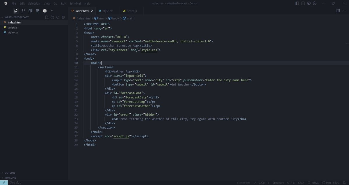 tarasi7261's tweet image. I built my first weather app using #JavaScript and fetch method. Learnt how to handle the async and await functions irl.