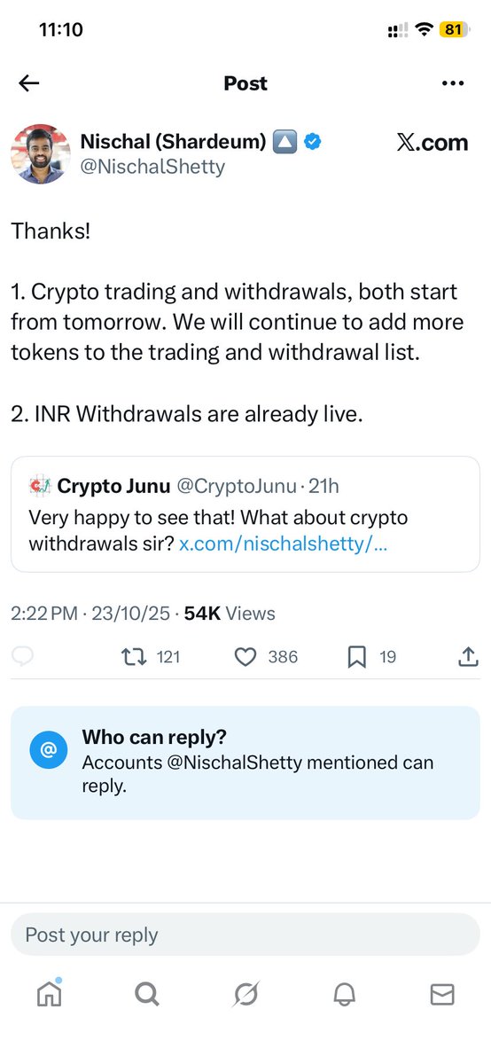 kappilbabbar's tweet photo. The word “tomorrow” means the day after today.

It can be used as:
•Noun: “We’ll meet tomorrow.” (refers to the next day)
•Adverb: “Let’s finish it tomorrow.”#WazirX @NischalShetty @WazirXIndia Open 100%crypto withdrawals &amp; there’s no help &amp; support page available! https://t.co/9ml6jPSx99