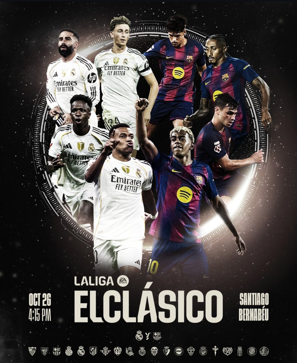 El Clasico 🔥

⚔️ Real Madrid vs Barcelona 
⏰ Sepak Mula 22.15 WIB
📺 beIN Sports 
🏟️ Santiago Bernabeu 

Head-to-head 
Barça 4-3 Madrid 
Barça 3-2 Madrid 
Madrid 2-5 Barça
Madrid 0-4 Barça
Barça 2-1 Madrid

Siapa yang akan menang tersenyum malam ini?