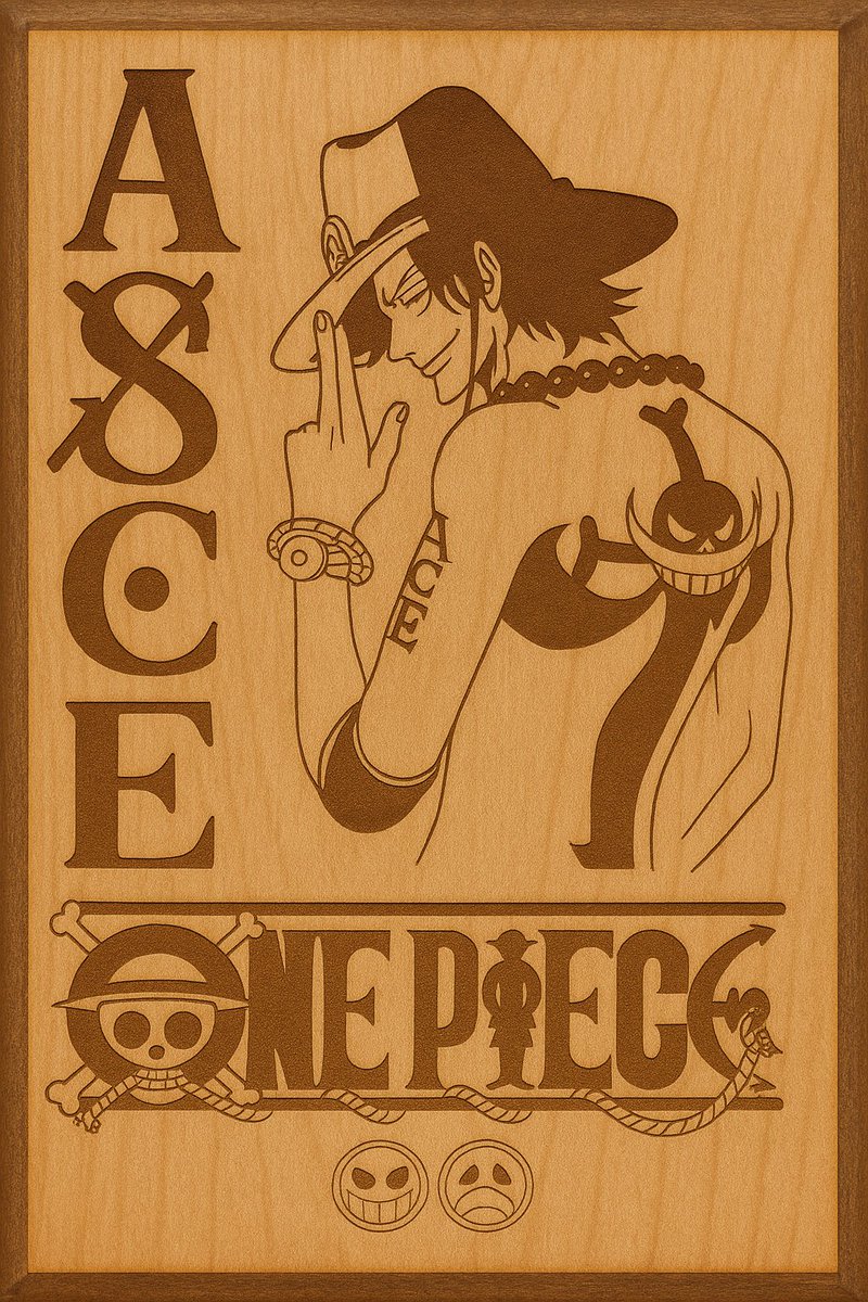 ac_des1gns's tweet image. Laser engraved design of the Ace from &quot;One Piece&quot; #ONEPIECE  #cncidea #projectidea #cncproject